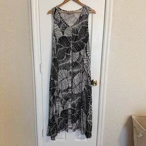 Soft Surroundings Black White A-Lined Layered Dress Chiffon Overlay Flowy PM